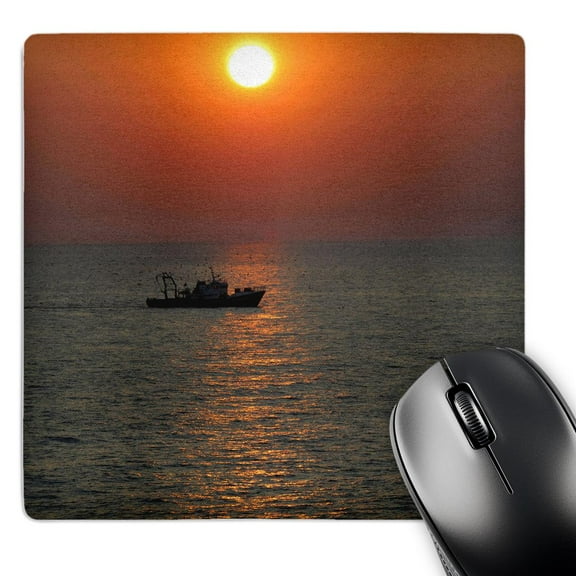 3dRose, Greece, Crete, Aegean sunset, fishing boat - EU12 CMI0410 - Cindy Miller Hopkins, MousePad