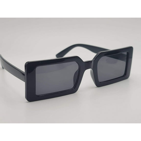 Fashion All Black Rectangle Unisex Luxury Sunglasses Vintage Punk