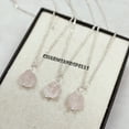 thumbnail image 3 of Raw rose quartz necklace, 14K gold/silver plated dainty necklace, crystal necklace, bridal necklace, raw stone, silver necklace, gift, 3 of 8