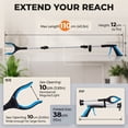 thumbnail image 4 of ALLJOY 2 Pack 32" Grabber Tool, Handheld Trash Claw Pick-up Stick Grabber, Short Heavy-Duty Aluminum Grabber, Suitable for Seniors, with 360-Degree Rotation, Anti-Slip and Magnetic Design, Blue, 4 of 6