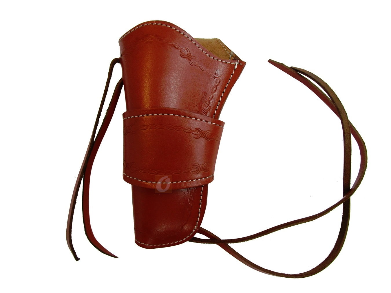 Leather Holster Long Barrel OWB Revolver Pistol Fit Barbed Tooled Red - Left Hand