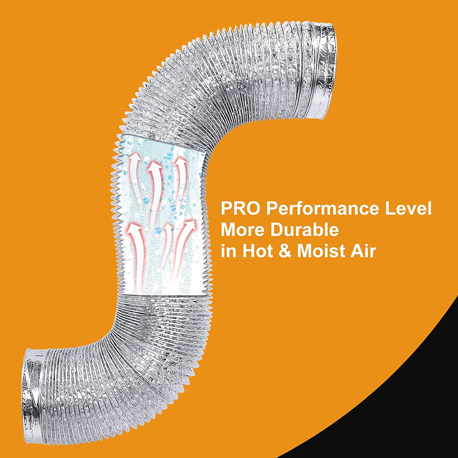 Heavy Duty Dryer Vent Duct Hose 4 inch 10 FT,Extra Thick Aluminum Foil Flexible Transition Duct Kit with Collars,Easy Installation