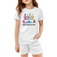 thumbnail image 4 of ibiyuan Girls elastic waist shorts set Easter Holiday Printed Short Sleeve T-Shirt and Shorts Pajama Set for Kids Boys and Girls,3-4 Years,Yellow, 4 of 4