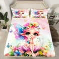 thumbnail image 2 of Feelyou Cartoon Fairy Elf Twin Sheet Sets, Jungle Mushroom Flower Twin Fitted Sheet, Dreamy Butterfly Animal Flat Sheet, Super Cozy Room Decor, 3 Pieces, 2 of 7