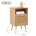 thumbnail image 1 of Costway 1 PC Rattan Nightstand Boho Accent Bedside Table with 2 Storage Drawers Modern Natural, 1 of 9