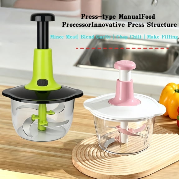 Manual Food Chopper, Mini Hand Vegetable Cutter with Stainless Steel Blade, Handheld Veggie Chopper with Container Vegetable Cutter, Onion Chopper, Garlic Mincer, Salad & Herb Dicer Easy Clean