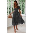 thumbnail image 1 of ZHAOCHENG Vestido midi de manga corta con escote cuadrado y cintura elástica con estampado floral para mujer de Enjiwell, 1 of 4