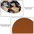 thumbnail image 5 of Cat Set of 6 Microfiber Leather Round Coasters, 11x11 cm/4.3x4.3 in, Cute and Durable Drink Mats for Home and Office, 5 of 6