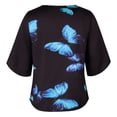thumbnail image 5 of Camiseta de blusa estampada de manga media con cuello en V informal de verano para mujer Pompotops  hkajfhjk471457, 5 of 5