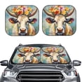 thumbnail image 2 of Windshield Sun Shade, Oil Painting Flower Cow Foldable Car Sun Shade Windshield for Front, 2 Pieces, 2 of 7