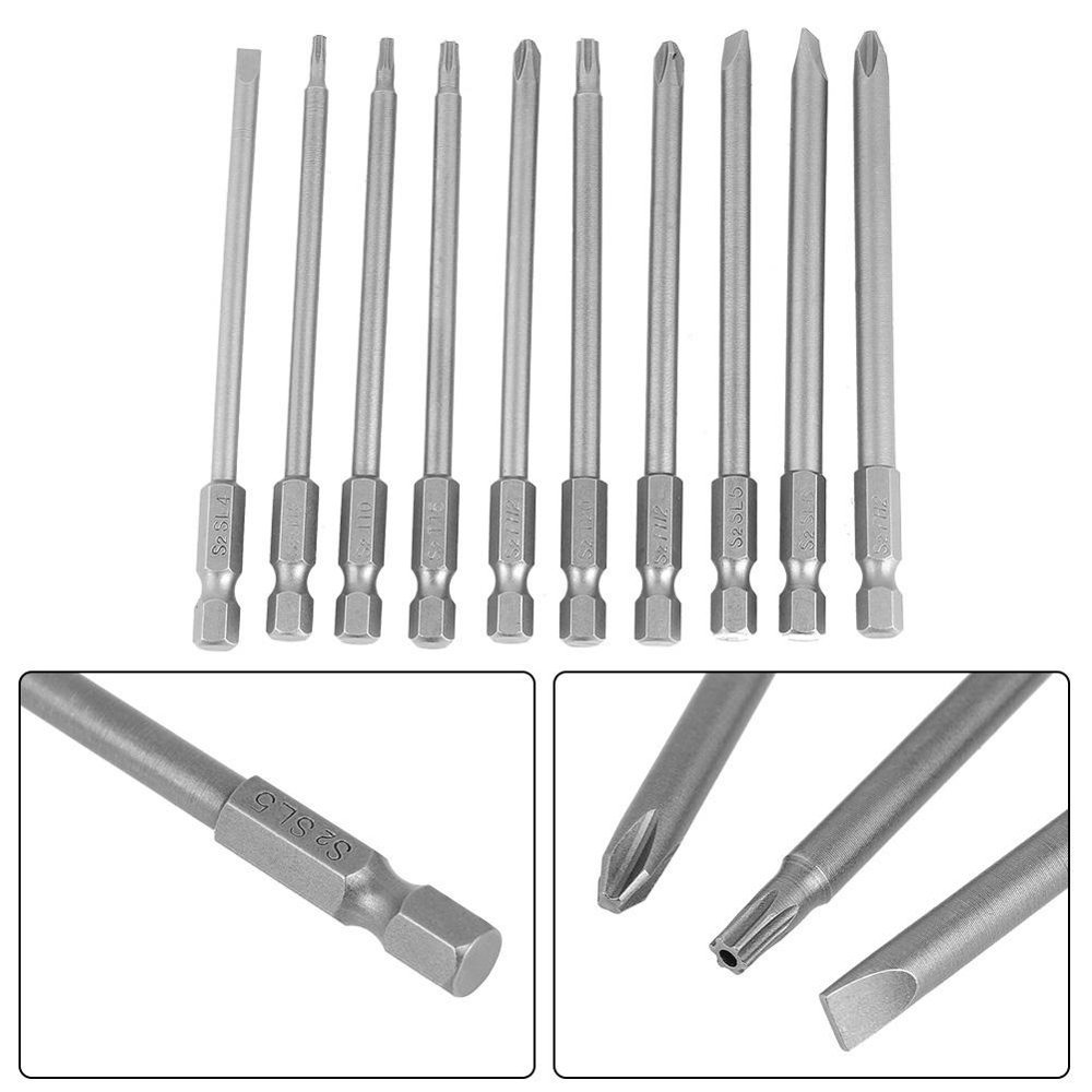 YLSHRF Cross head Bits,Screwdriver Bits, 10Pcs 100mm 1/4 Hex Shank