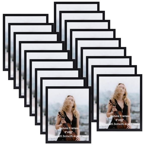 8x10 Picture Frames Set of 18, Black Multi Photo Frames Bulk for Wall or Tabletop