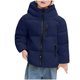 thumbnail image 1 of Parkas de manga larga, mismo estilo, chaqueta de invierno para niños y niñas, informal, holgada, gruesa, cálida, chaqueta blanca con capucha de color liso, abrigo de poliéster para niños., 1 of 8