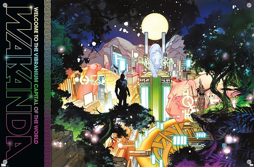 Marvel: Hero Lands - Wakanda 2 Wall Poster with Push Pins, 14.725" x 22.375"
