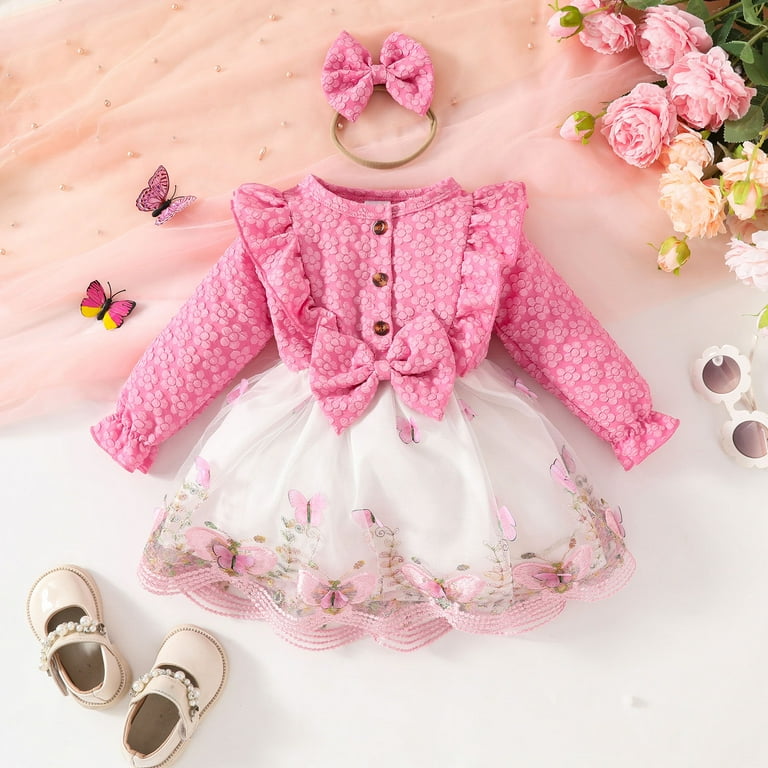 Zshosam Dress for Toddler Girl Dress Toddler Girl Long Sleeve Clothes Fall  Dress Outfit Size 2T 3T,(Hot Pink 2-3 Years) - Walmart.com