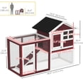 thumbnail image 2 of 48" Weatherproof Wooden Rabbit Hutch Bunny Cage Small Animal House with Slant Roof And Screened Outdoor Run, Brown, 2 of 7