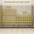 thumbnail image 4 of Slumbrae Folding Bed with Mattress, 75 x 31 in, Heavy Duty Steel Slat Frame, Rollaway Bed with Bamboo Rayon Cover, Ideal for Guests & Camping, Gold, 4 of 7