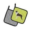 thumbnail image 2 of Carolines Treasures BB3844PTHD Boston Terrier Checkerboard Green Pair of Pot Holders , 7.5HX7.5W, multicolor, 2 of 3