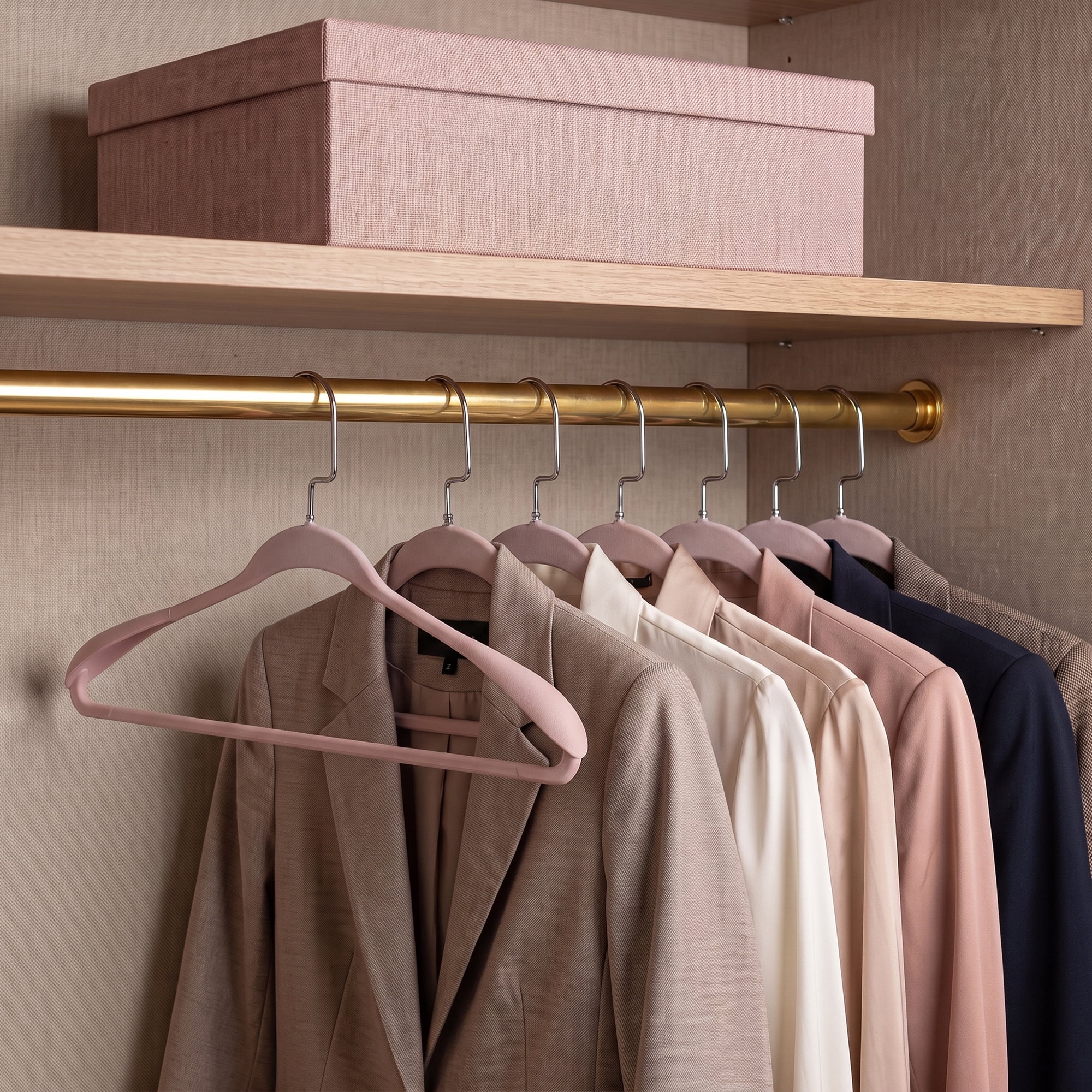 Unique Bargains 10Pcs Velvet Suit Hangers for Coats and Jackets Mousse Pink 16.9" x 21"
