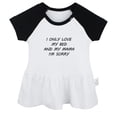 thumbnail image 1 of I Only Love My Bed And My Mama Funny Dresses For Baby, Newborn Babies Skirts, Infant Princess Dress, 0-24M Kids Graphic Clothes (Black Raglan Dresses, 12-18 Months), 1 of 4