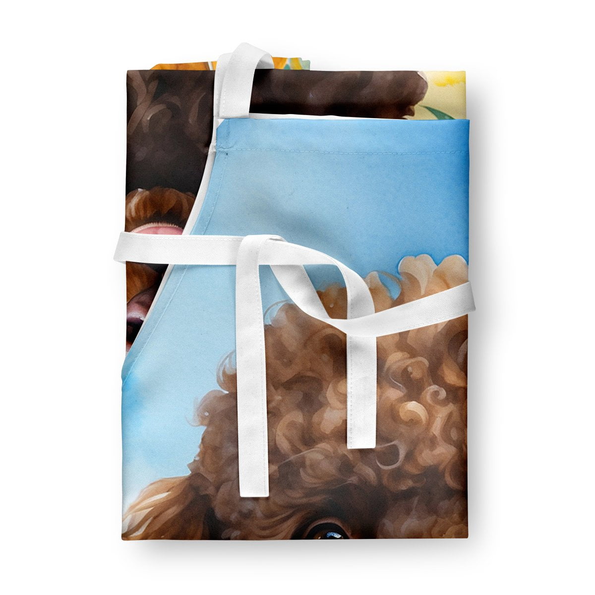 Chocolate Poodle in Sunflowers Apron 27 in x 30 in