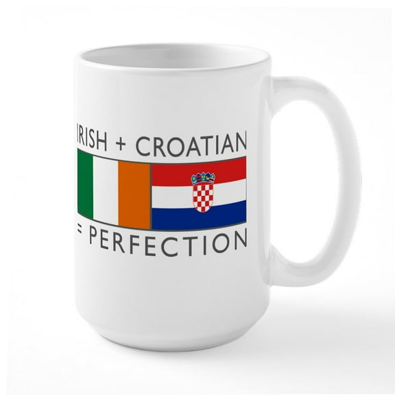 CafePress - Irish Croatian Flags Large Mug - 15 oz Ceramic Large White Novelty Mug