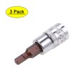thumbnail image 1 of Uxcell 1/4" Drive x 4mm Standard Metric Hex Bit Socket, S2 y Cr-V Acero 3 Pack, 1 of 5