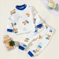 thumbnail image 2 of NOLDARES Toddler Baby Boy Fall Winter Outfit 2pcs Graphic Clothes Long Sleeve Sweatshirt Pants Set Lightweight Outfits Clothing(White,4-5 Y), 2 of 4