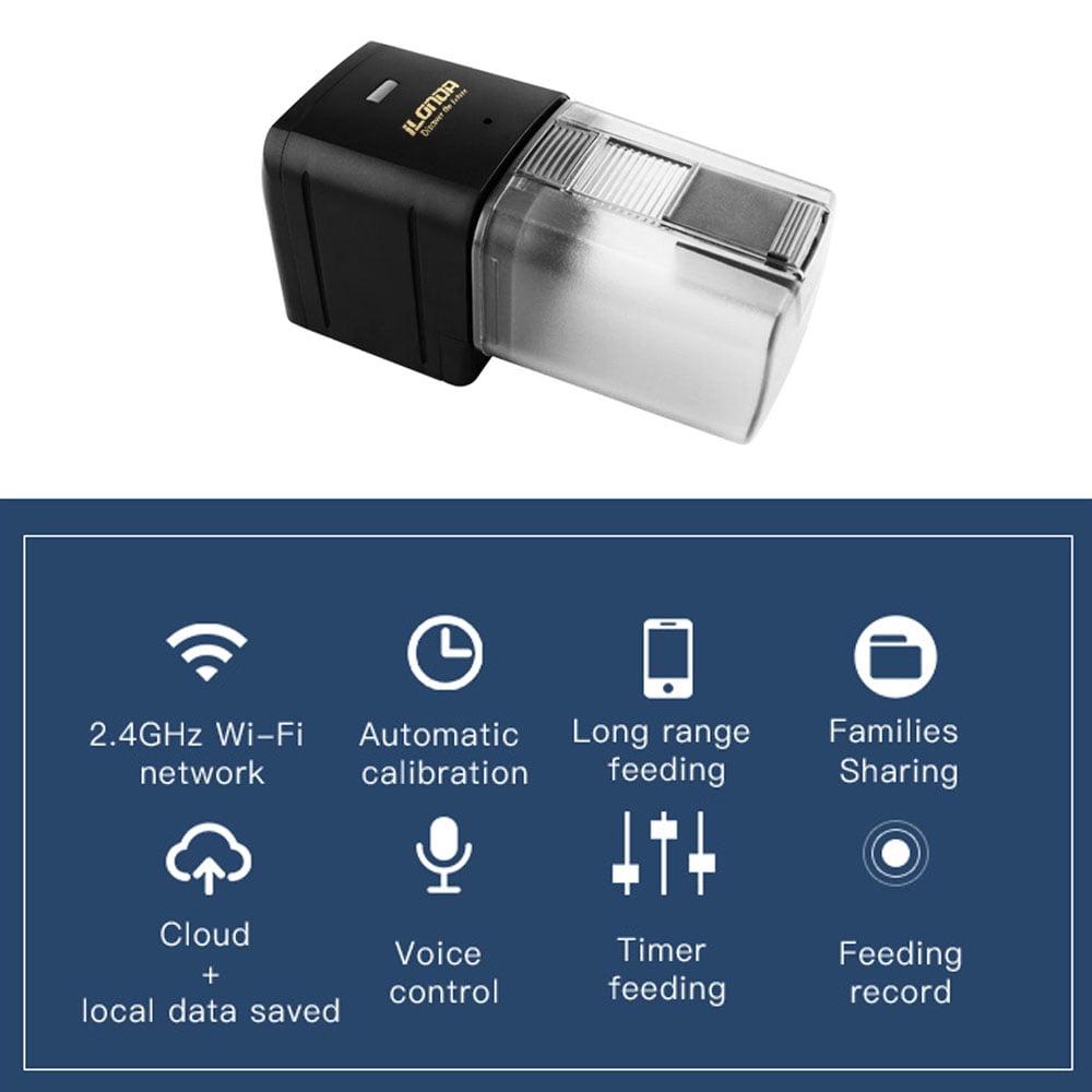 iLONDA iLONDA USB Powered WiFi Intelligent Automatic Aquarium Fish Bowl Food Feeder Home Household Aquarium Intelligent Timing Fish Feeder APP Remotes Control 24 Laguages Compatible with Voice Con Wal...