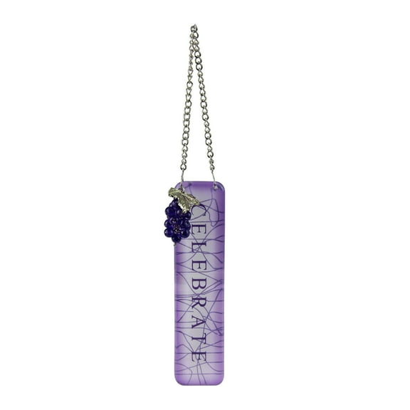 Ganz 4.5" Wine Theme Grapes "CELEBRATE" Bottle Tag Christmas Ornament - Purple