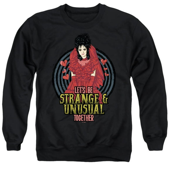 Beetlejuice Valentine Unusual Together Unisex Adult Crewneck Sweatshirt, Black, Large