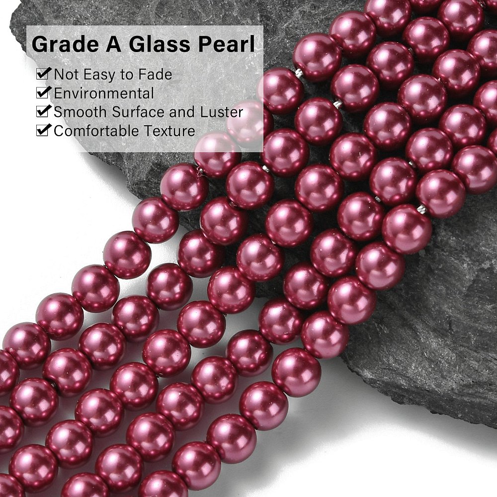 20 Strand Eco-Friendly Dyed Glass Pearl Beads Strands Grade A Round Cotton Cord Threaded 6mm Hole: 1.2~1.5mm about 70pcs/strand 15.7 inch