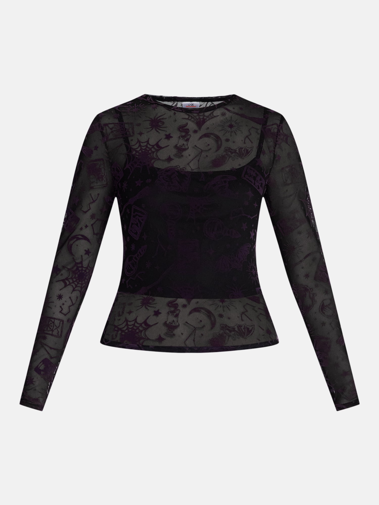Halloween Women's Mesh Top with Cropped Cami, Sizes XXS-XXL