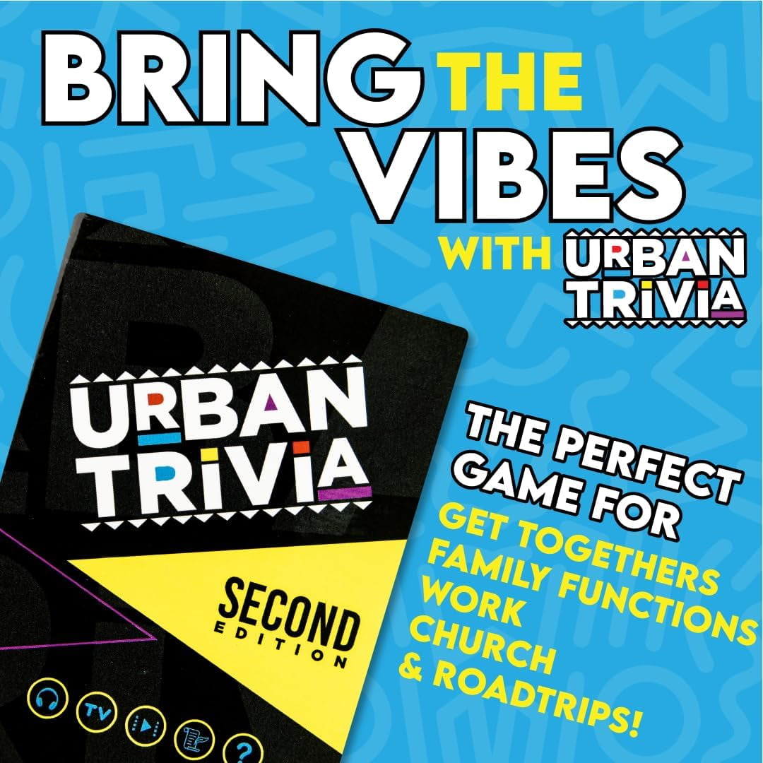 Urban Trivia Game 2nd Edition - Card Game for The Culture! Fun Trivia on Black TV, Movies, Music, Sports, & Growing Up Black! Great Trivia for Adult Game Nights and Family