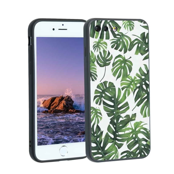 Compatible with iPhone 7 Plus Phone Case, Tropical-Leaves-14 Case Men Women, Flexible Silicone Shockproof Case for iPhone 7 Plus