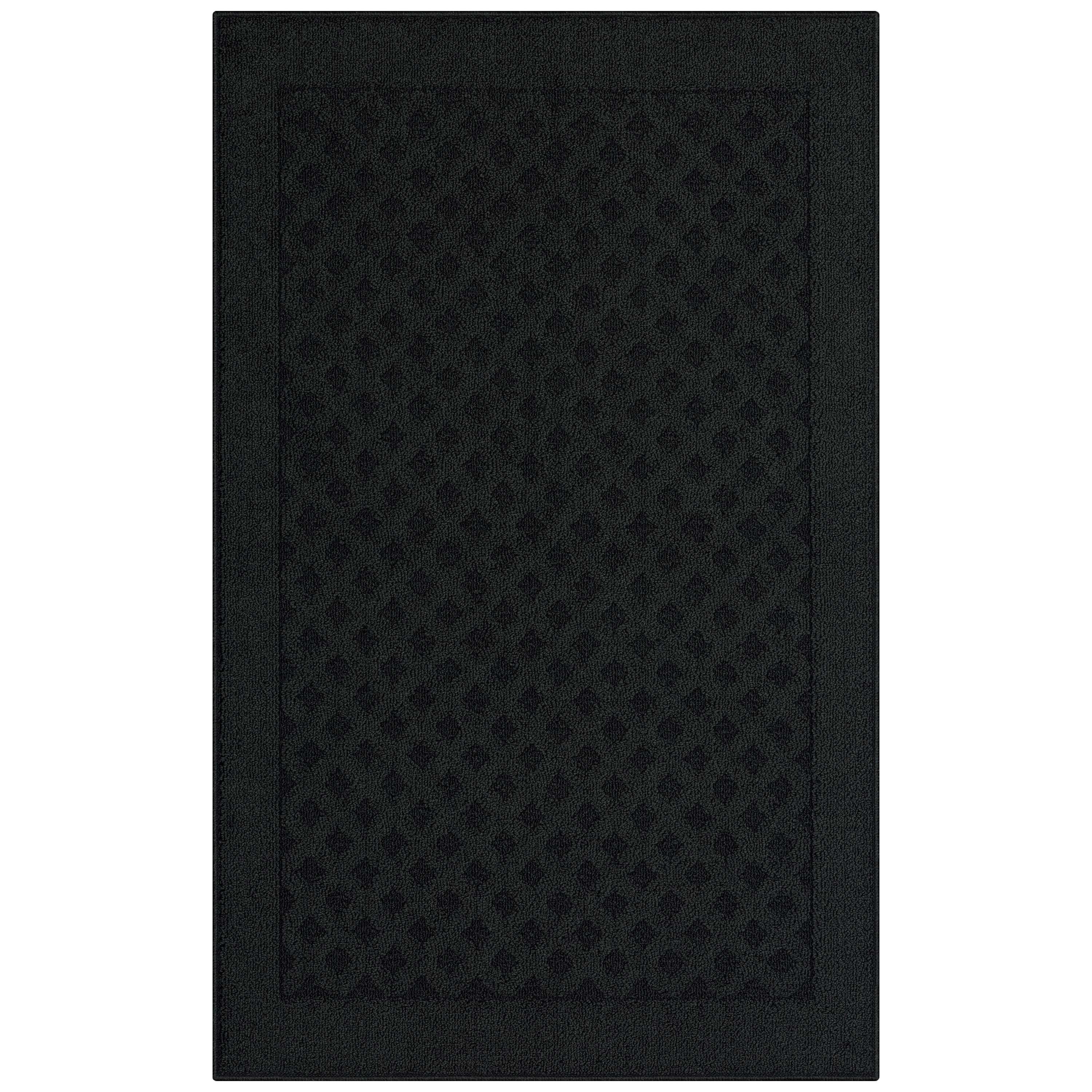 (2 pack) Mainstays Dylan Solid Diamond Olefin Black Indoor Accent Rug, 2 ft 6 in x 3 ft 10 in