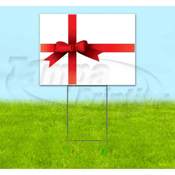 Holiday Bow (18" x 24") Yard Sign, Includes Metal Step Stake