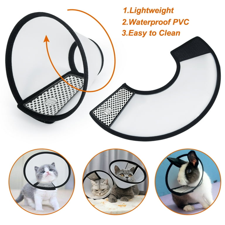 Vivifying Cat Cone Adjustable Recovery Pet Cone 6.1 inches Lightweight Plastic Elizabethan Collar for Small Cats Kittens Rabbits and Mini Dogs