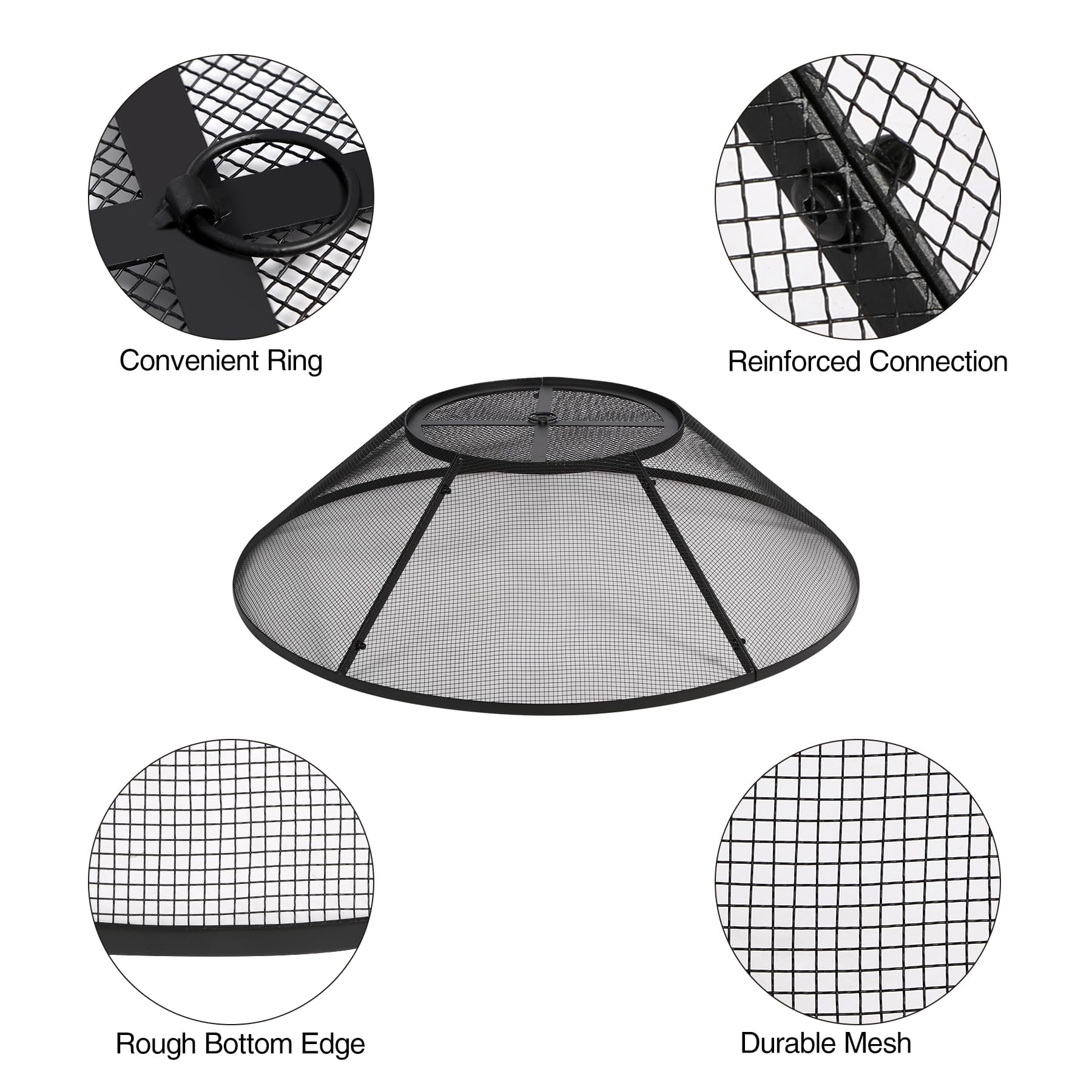 RedSwing Fire Pit Spark Screen, 36 inch Round Fire Pit Cover with Handle and Poker, Heavy Duty Metal Mesh for Outdoor Use