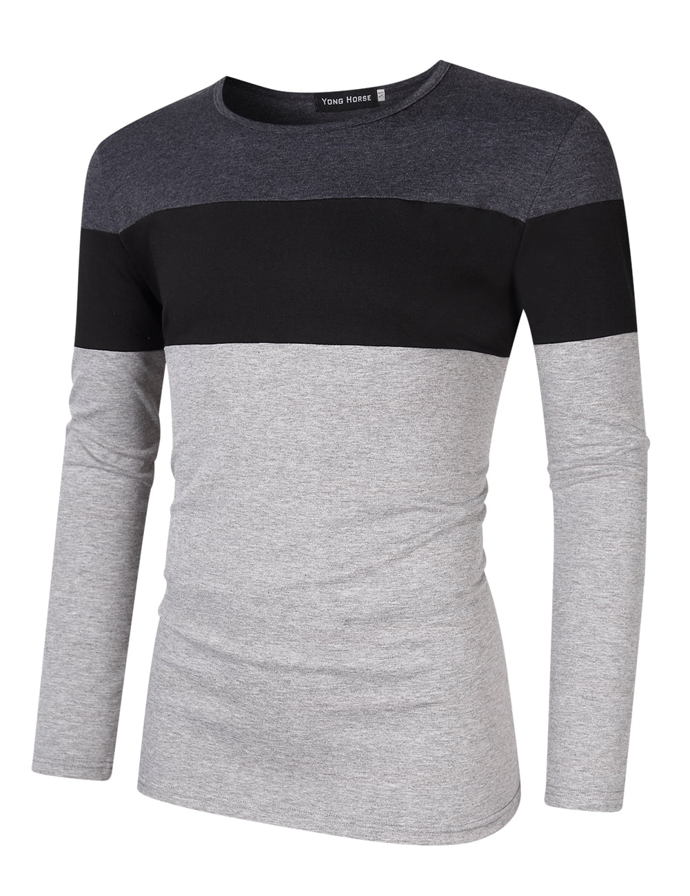 Generic Mens Summer Slim Round Neck Short Sleeve Color Block T-Shirt