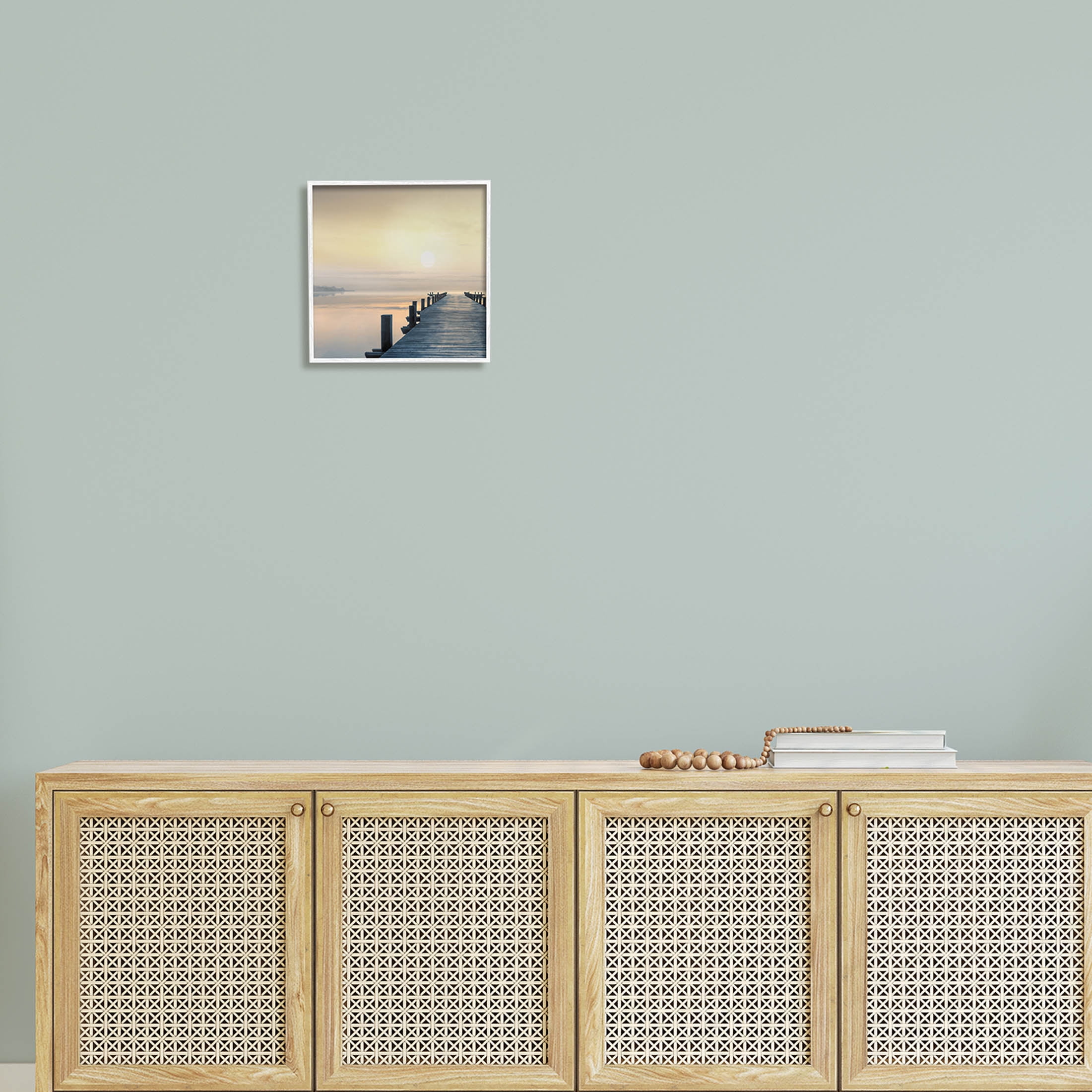 Stupell Industries Morning Dock Waterfront Sunrise Photograph White Framed Art Print Wall Art, Design by Mike Calascibetta