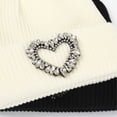 thumbnail image 7 of XIAOCHA Women’S Chic Heart‑Gem Beanie，Rhinestone‑Trim Fall‑Winter Outdoor Toque,Black, 7 of 7