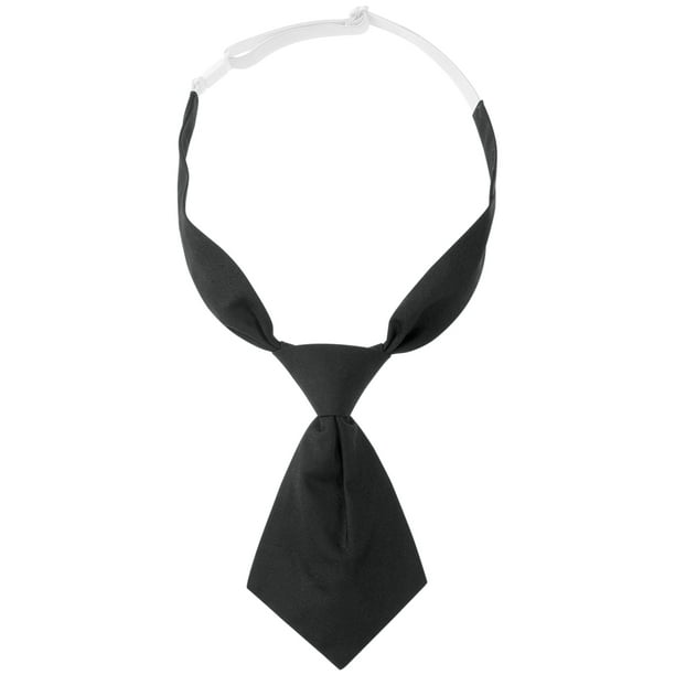 Corbatas cortas preatadas para mujeres INSPIRE CHIC, color sólido, corbata pequeña para uniforme escolar, negra, talla única