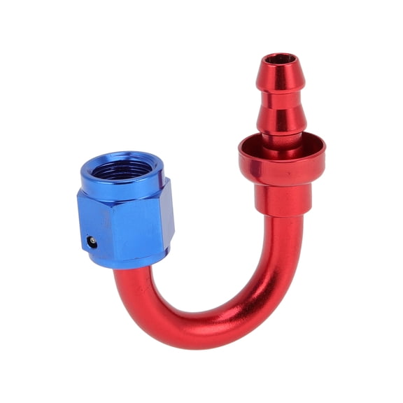 Unique Bargains AN4 180 Degree 1/4" ID Push Lock Hose Fitting End Aluminum Alloy Fuel Line Car Fuel Oil Hose End Fitting 1 Pc Red Blue