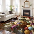 thumbnail image 2 of 5'x7' Area Rugs for Living Room Bedroom, Easter Washable Rug Carpet Runner Indoor Outdoor, Spring Watercolor Eggs Flowers Leaf Plant Non Slip Floor Mats Area Rug for Kitchen, Nursery, 2 of 8
