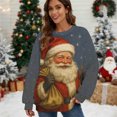 thumbnail image 2 of Women’s Retro Christmas Cartoon Print Round Neck Hoodie Casual Fall Winter Sweatshirt Fun Holiday Light Graphic Pullover Comfortable Xmas Novelty Gift Top, 2 of 7