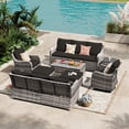 thumbnail image 5 of MEISSALIVVE Outdoor Patio Furniture Set with Swivel Chair, 8 Pieces Patio Conversation Set, Patio Sectional Furniture Set with 2 Three-seat sofa, 2 Ottomans and Coffee Table (Black), 5 of 9