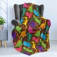 thumbnail image 4 of Tyrannosaurus Soft Flannel Fleece Blanket, Video Games Style Digital Featured Baby Wild Dinos Kids Boys Nursery Concept, Cozy Plush for Indoor and Outdoor Use, 60" x 80", Multicolor, by Ambesonne, 4 of 5