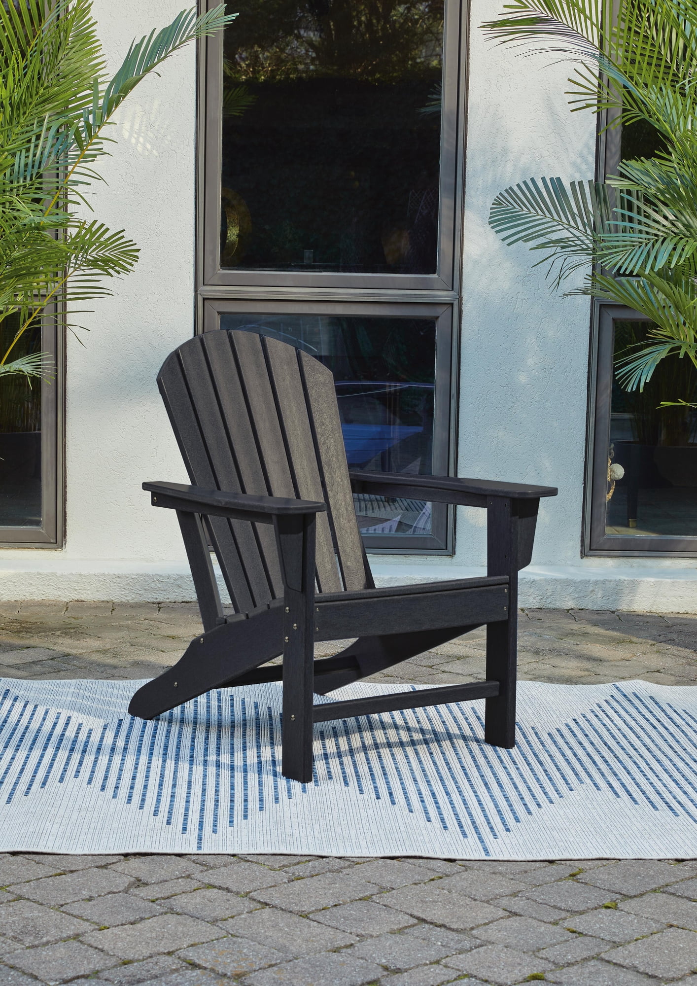 Signature Design by Ashley Sundown Treasure Outdoor Patio HDPE Weather Resistant Adirondack Chair, Black