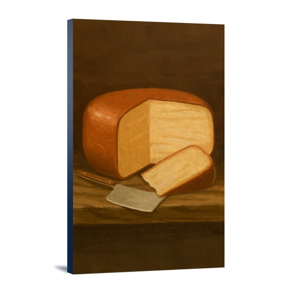 Gouda Cheese, Oil Painting, (12x18 Wrapped Canvas, Wall Decor, Artwork)